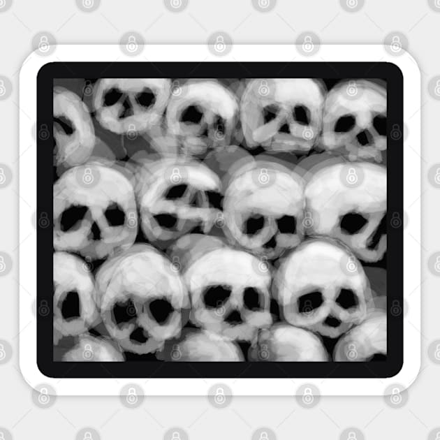 Many White Fading Human Skulls Sticker by SYLPAT